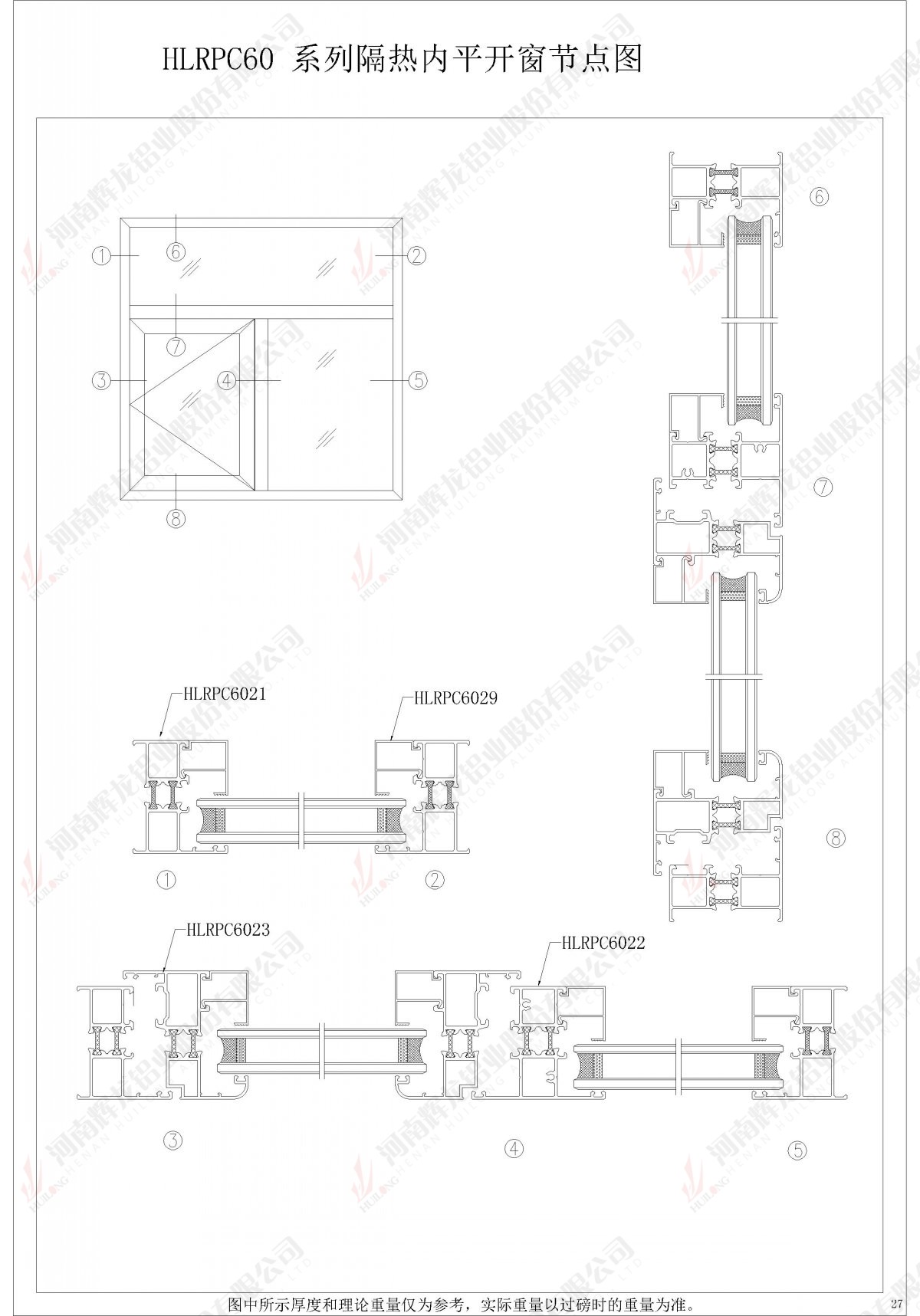 HLRPC60系列隔熱內(nèi)開(kāi)平窗節(jié)點(diǎn)圖