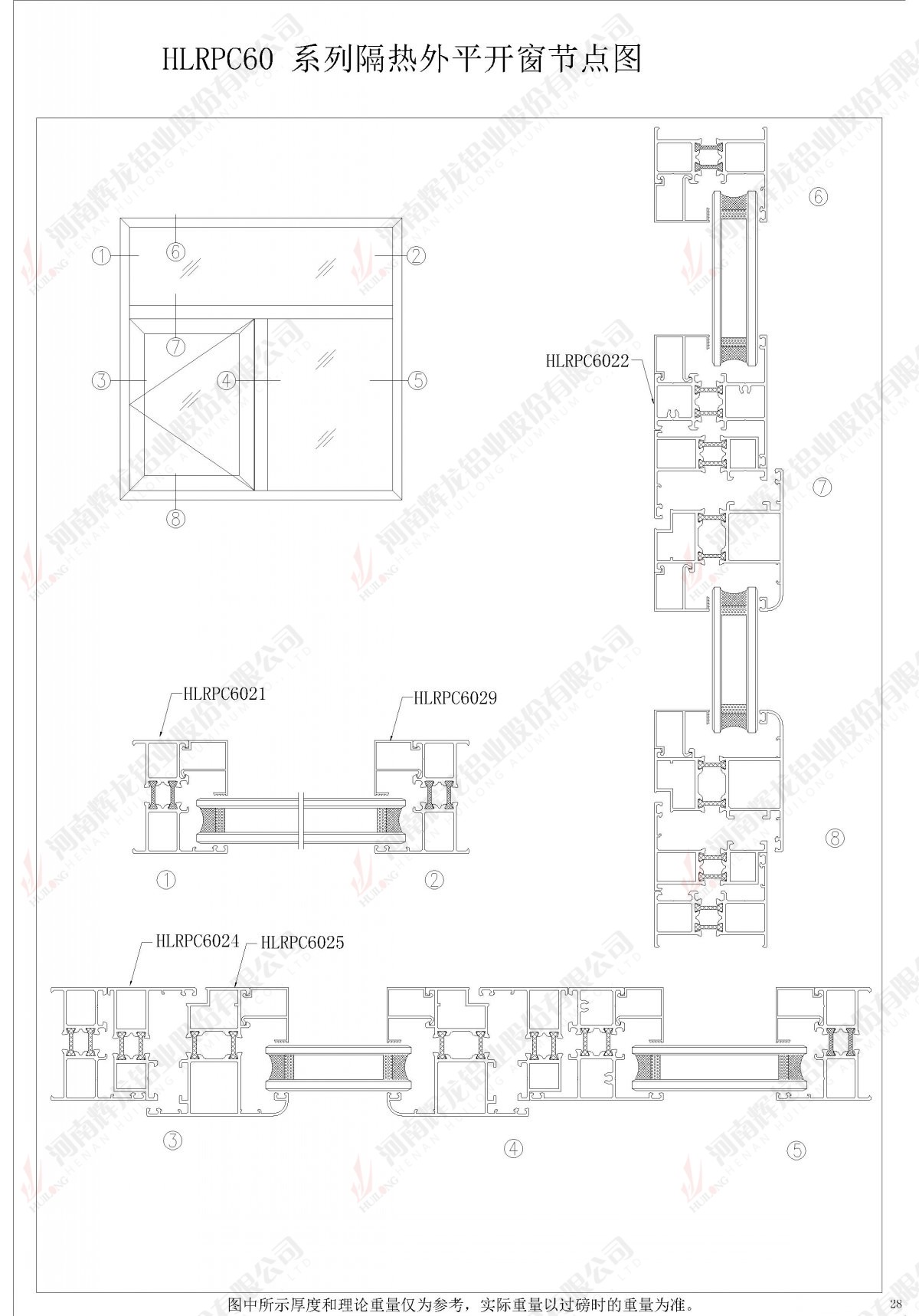 HLRPC60系列隔熱外開(kāi)平窗節(jié)點(diǎn)圖